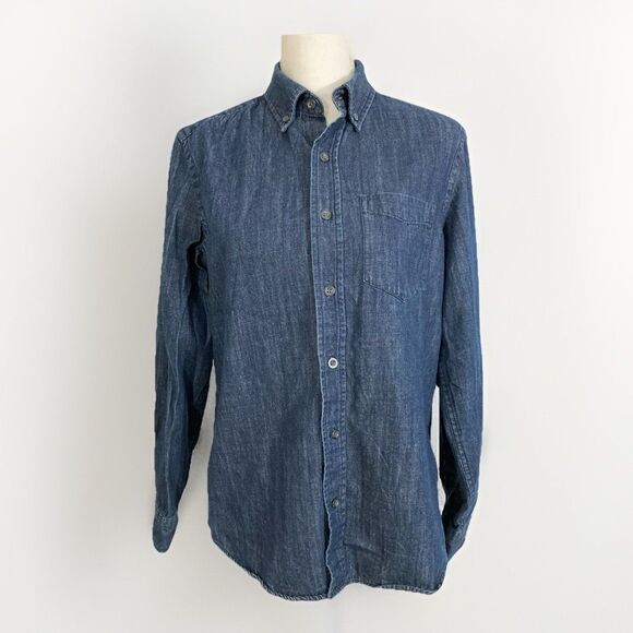 GAP Factory Shirt Women’s S Blue Denim Long Sleeve Button Up Casual Top - Picture 1 of 9